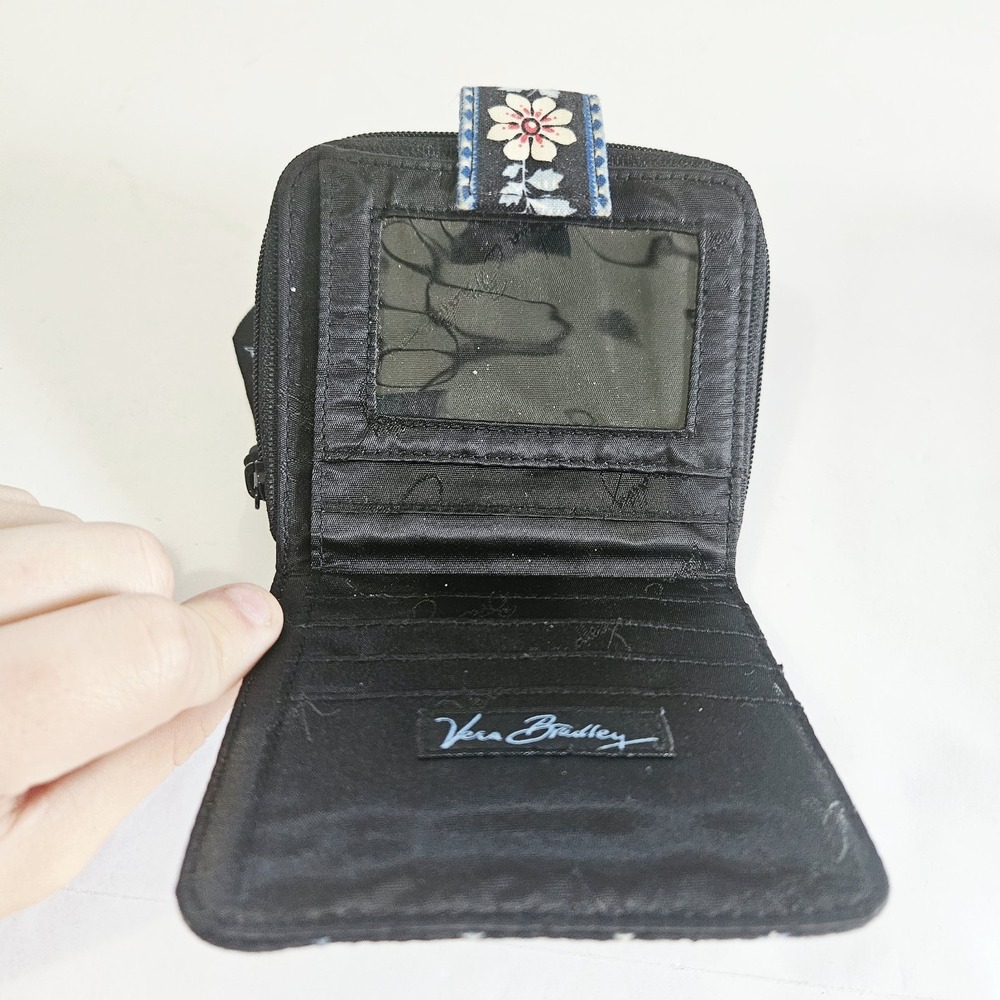 Vera Bradley Black Floral Blue Accents Wallet/Change Purse New - Picture 4 of 5